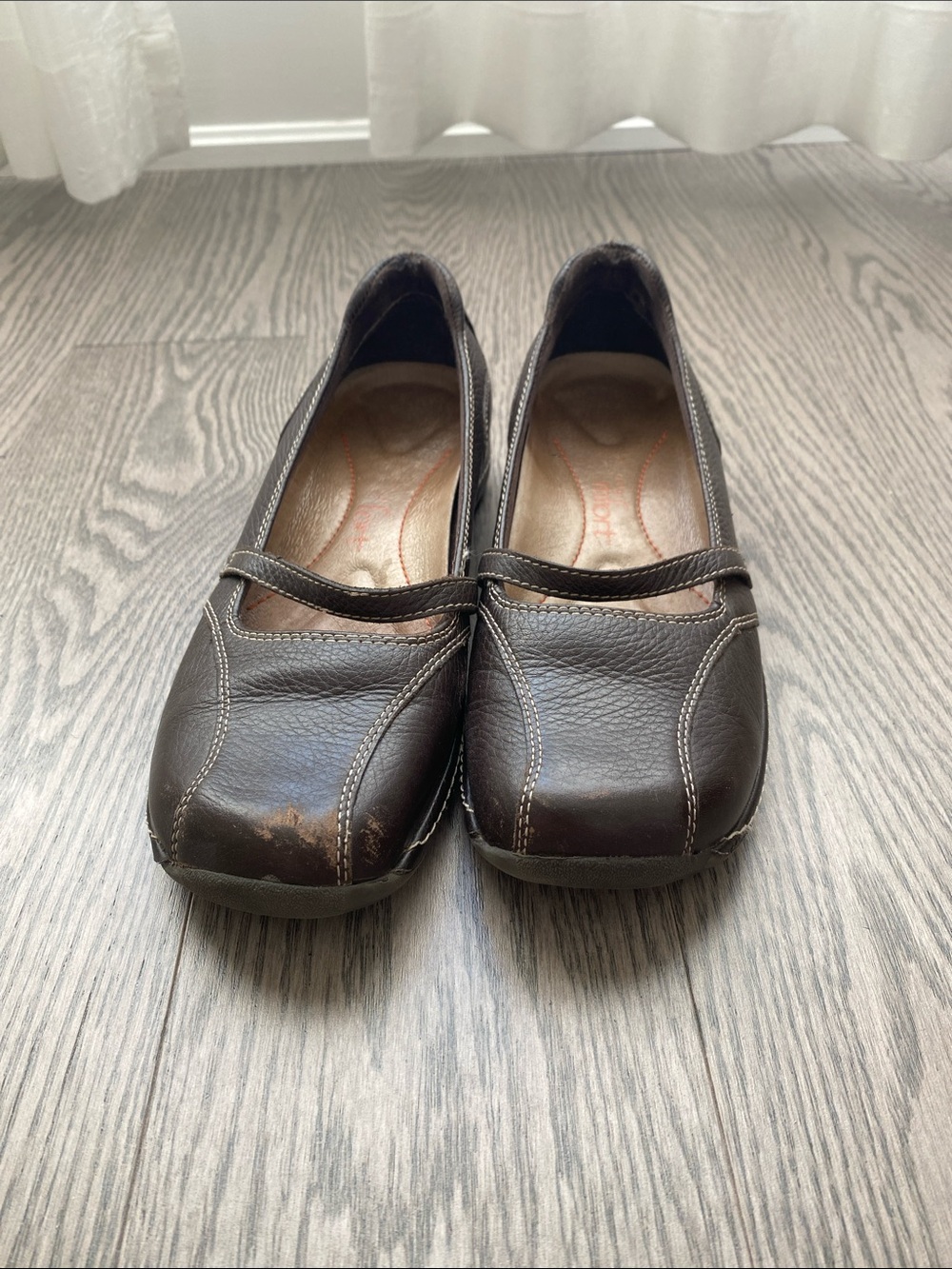 Women's Brown Leather Slip-On Mary Jane Flats